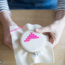 Load image into Gallery viewer, 3 x Heart Hoop Cross Stitch Embroidery Kit
